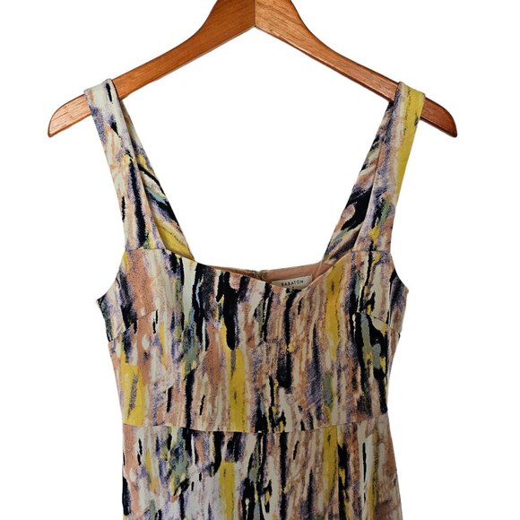 Aritzia Babaton Avenir Square Neck Sleeveless Midi Dress size 4 Watercolors Thig - Picture 9 of 13